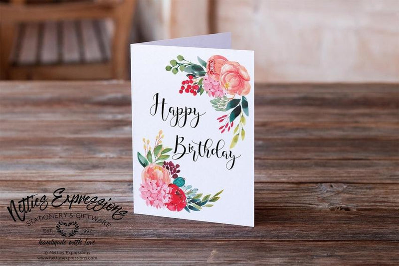 Happy Birthday - Floral Birthday Card - Netties Expressions