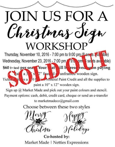 Join us for a Christmas Sign Workshop!