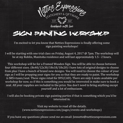 UPDATE!! Sign Painting Workshops Coming Soon!!