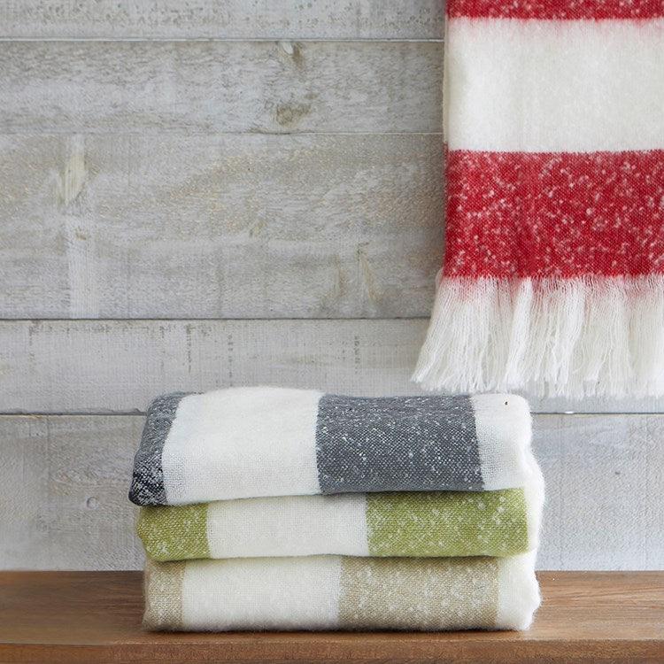 Bold Stripe Faux Mohair Throw Red - Netties Expressions