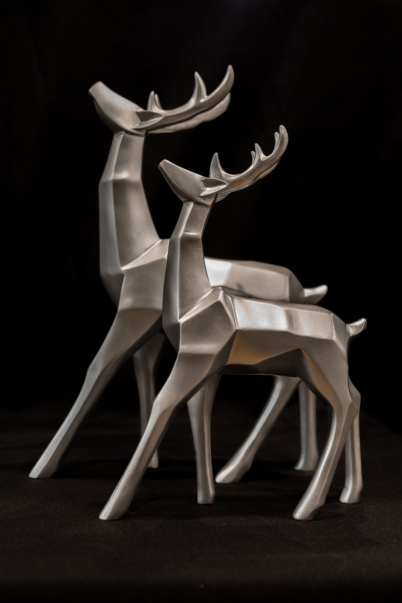Geometric Standing Reindeer Large Silver