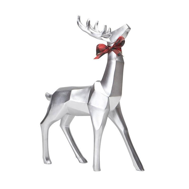 Geometric Standing Reindeer Large Silver - Netties Expressions