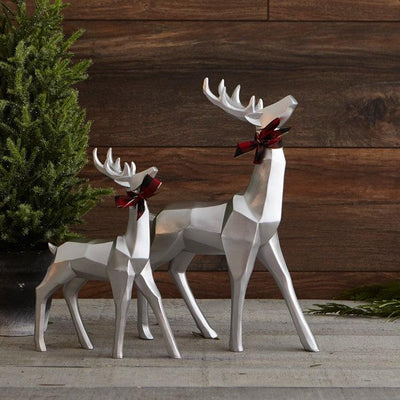 Geometric Standing Reindeer Large Silver - Netties Expressions