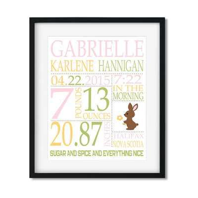 Baby Girl Stats - Art Print - Netties Expressions