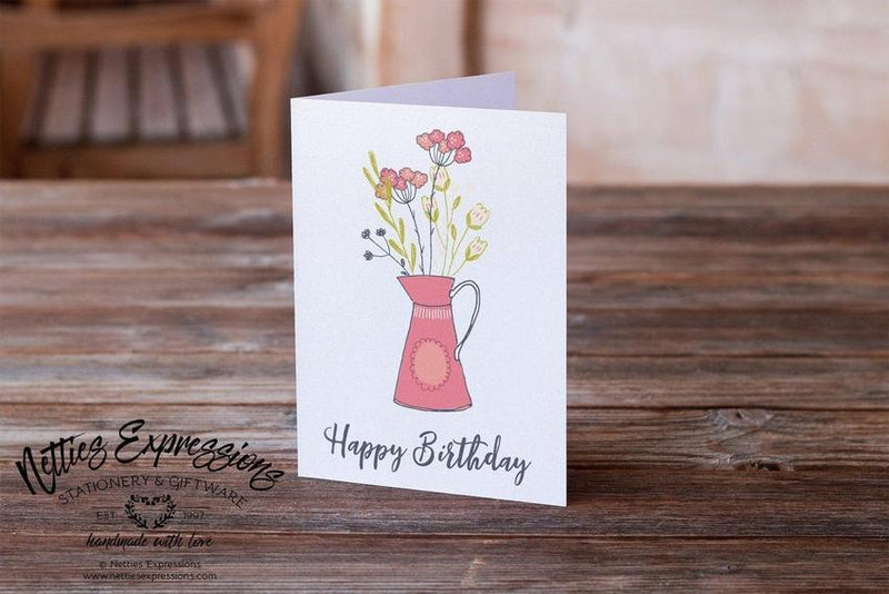 Pitcher of flowers - Greeting Card - Netties Expressions